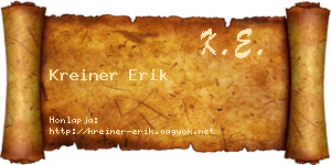 Kreiner Erik névjegykártya